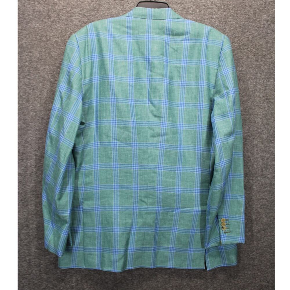 Edgar Pomeroy Bespoke Sport Coat Blazer Bespoke 42L Blue Plaid - Picture 2 of 9